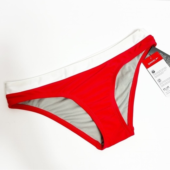 SPEEDO RED WHITE COLOR BITTERSWEET BIKINI SWIMMING BOTTOM SIZE SMALL BRAND NEW - Picture 1 of 7